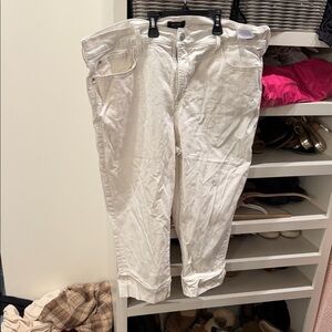 NYDJ White Cropped Ankle Jeans with Rolled Hem